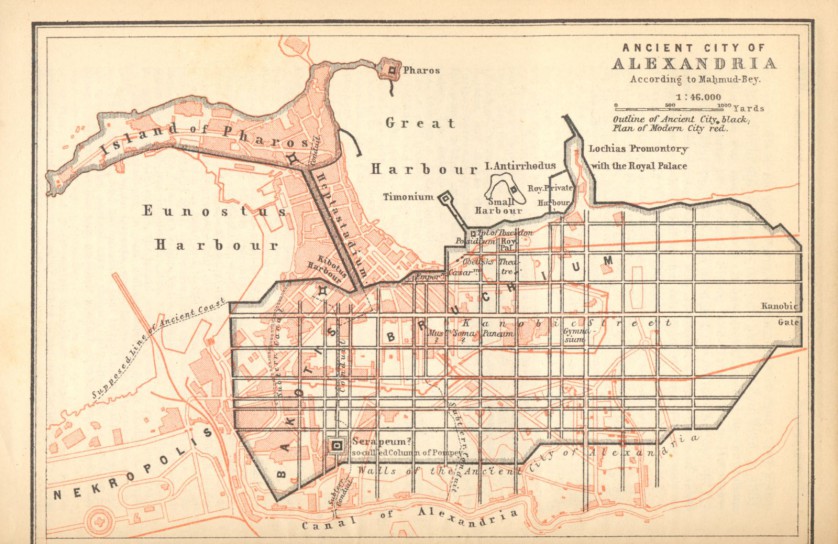 Karta över Alexandriga 44 f.kr